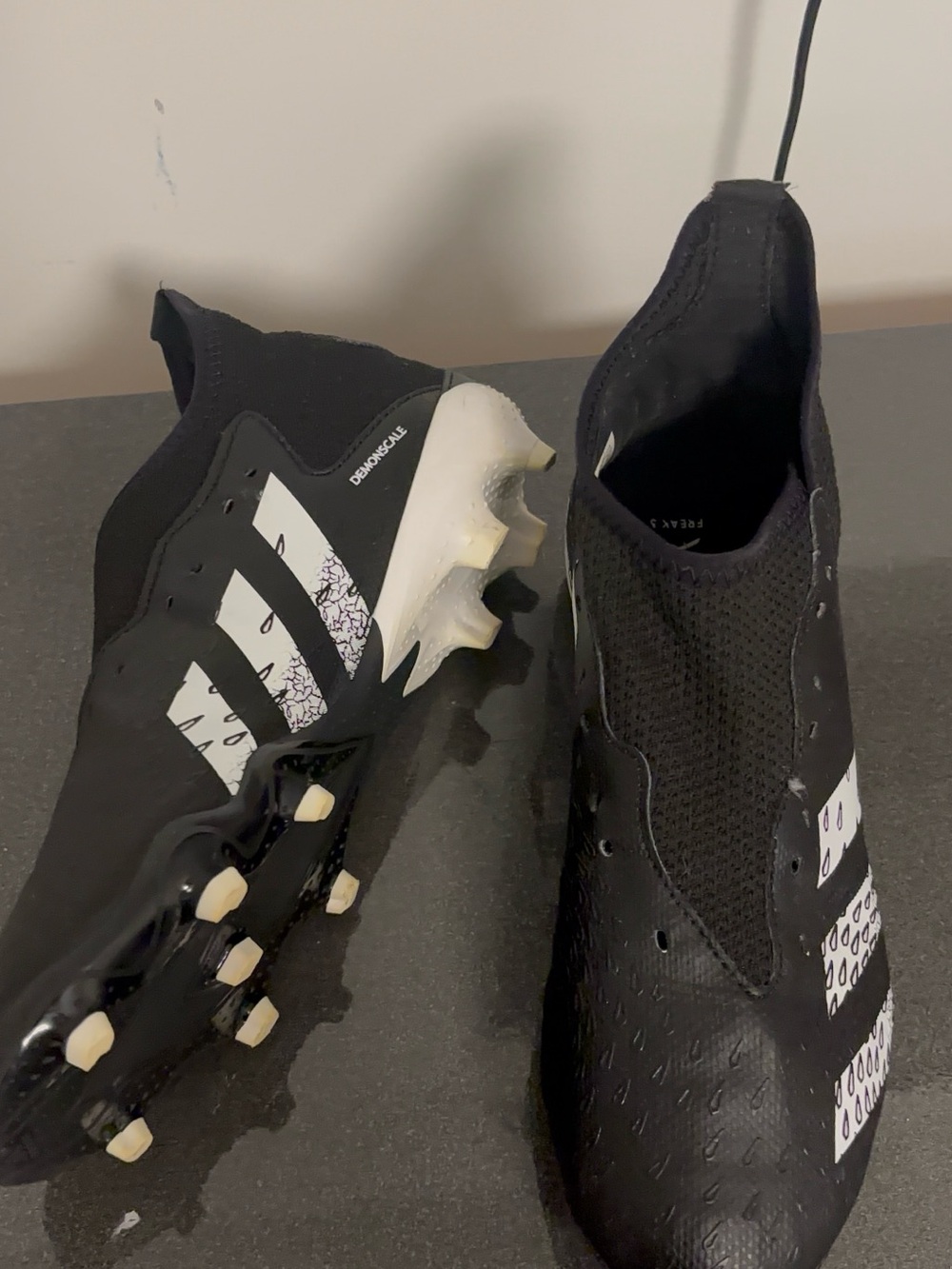 adidas Black and White Laceless Soccer Cleats